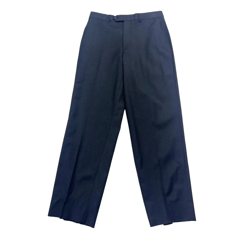 Pronto Uomo Italy 31x30 Charcoal Dress Pants Trousers Flat Front 100% Wool Mens